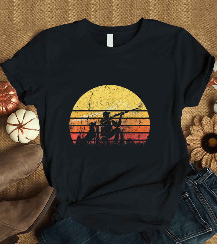 Vintage Duck Hunting Hunter Retro Silhouette Sunset T-Shirt