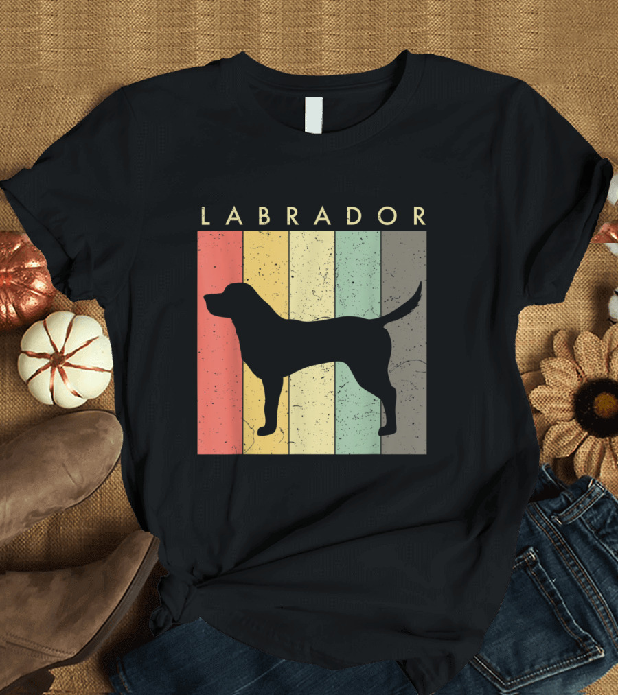 Labrador Retro Stripes Dog Lovers T-Shirt
