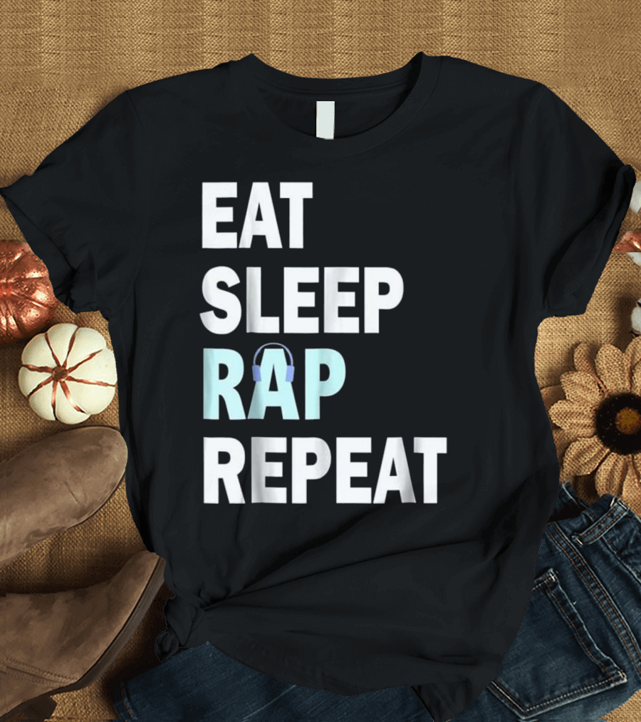 Eat Sleep Rap Repeat Rappers 90s Headphones T-Shirt