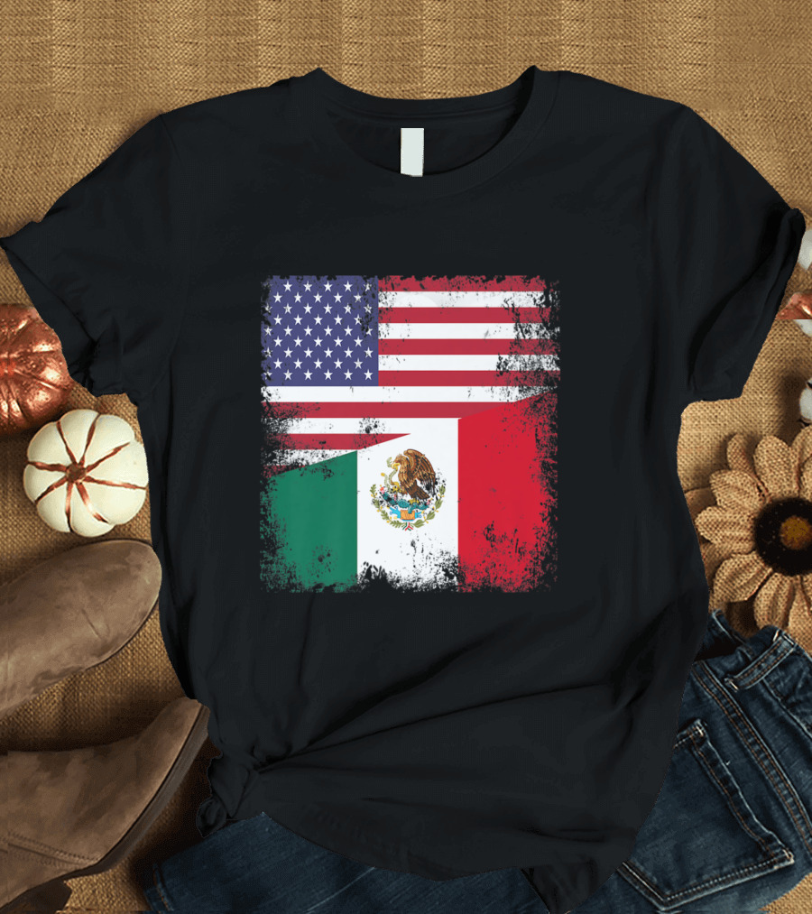 American and Mexican Flags Combined T-Shirt