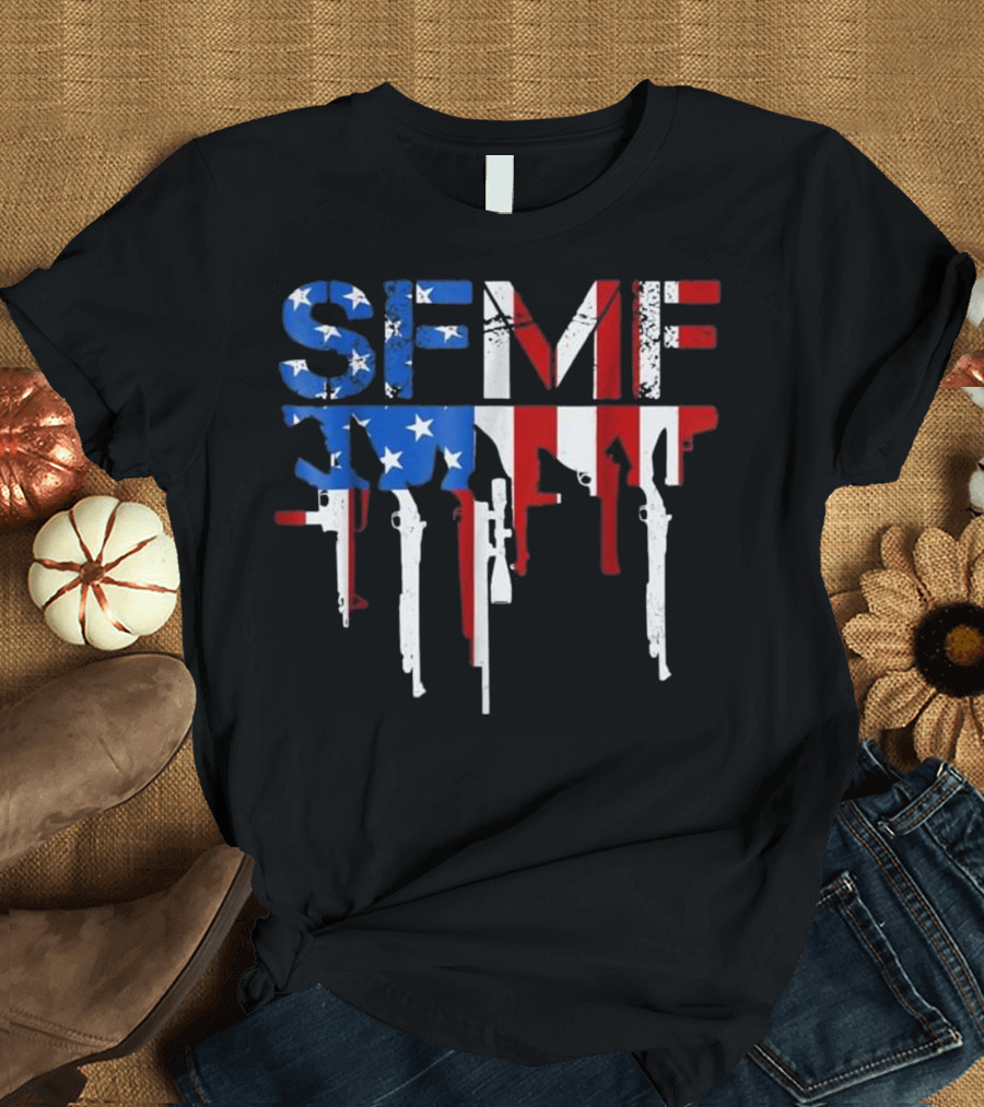 SFMF Stars and Stripes Military Guns American T-Shirt