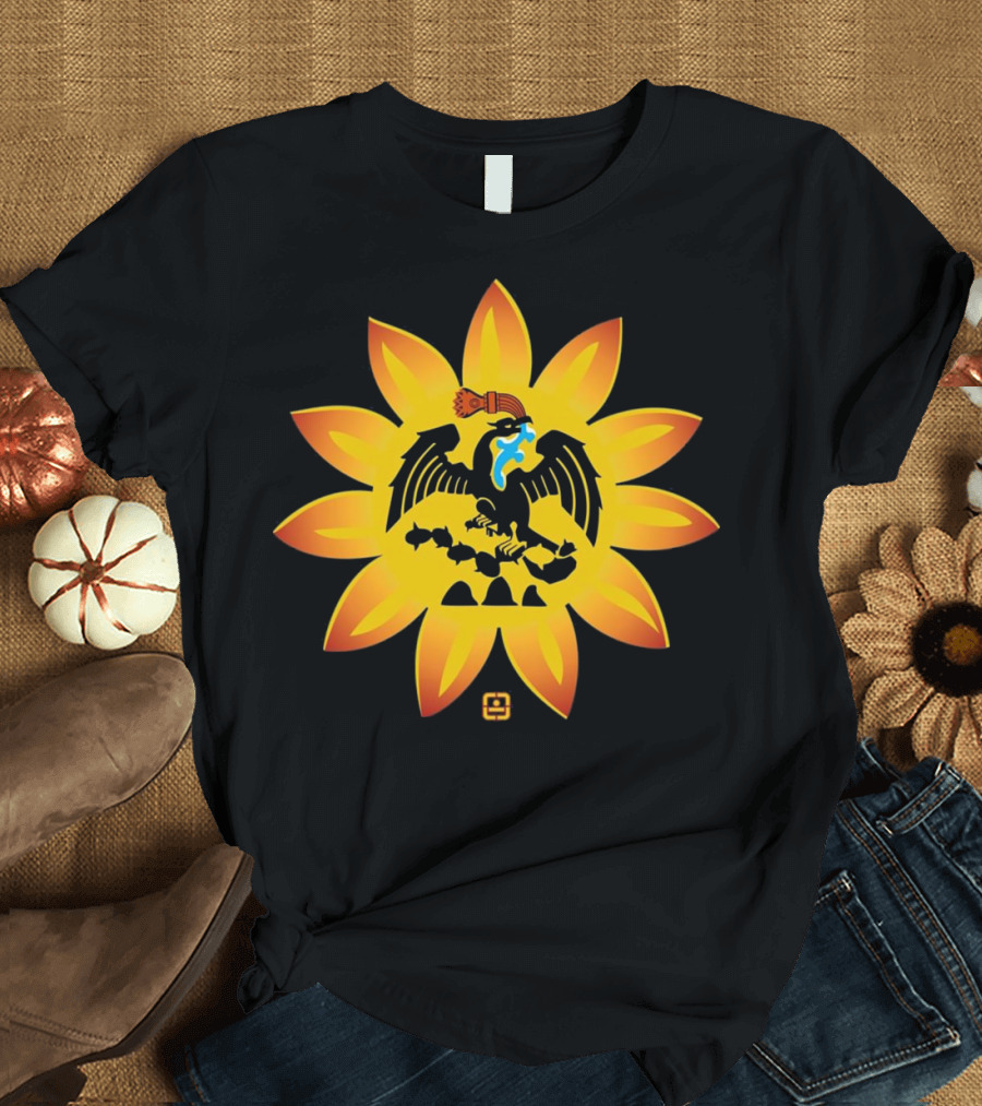 Native Mexica Flag Aztec Eagle Sunflower Mexihco Sna T-Shirt