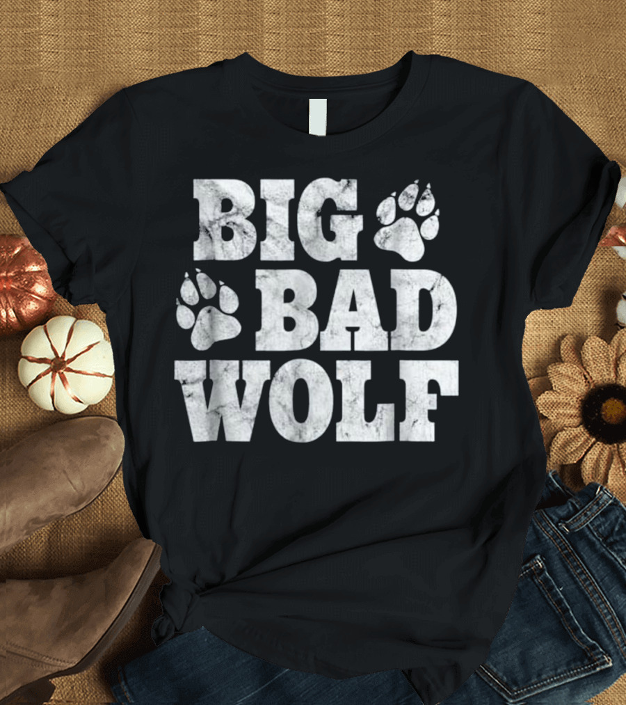 Big Bad Wolf Halloween Costume with Paw Prints T-Shirt