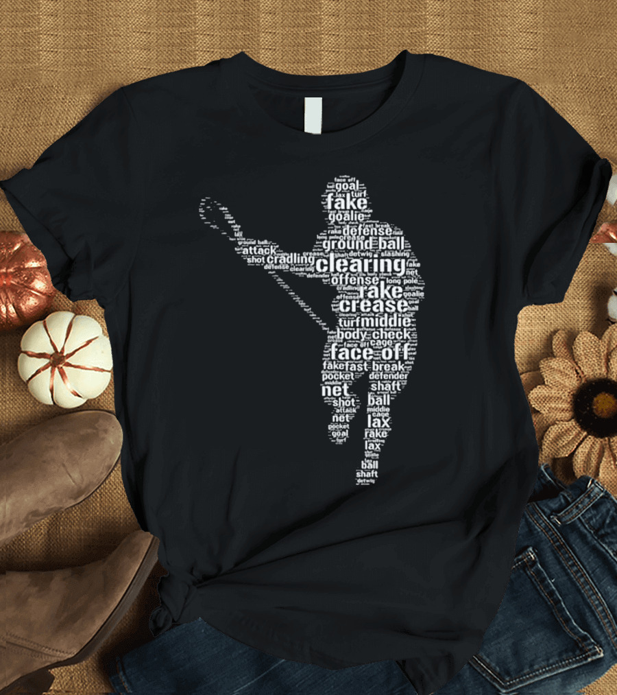 Lacrosse Men and Boys Long Cleating Faceoff Ground Ball Crease Net Attack Middie T-Shirt
