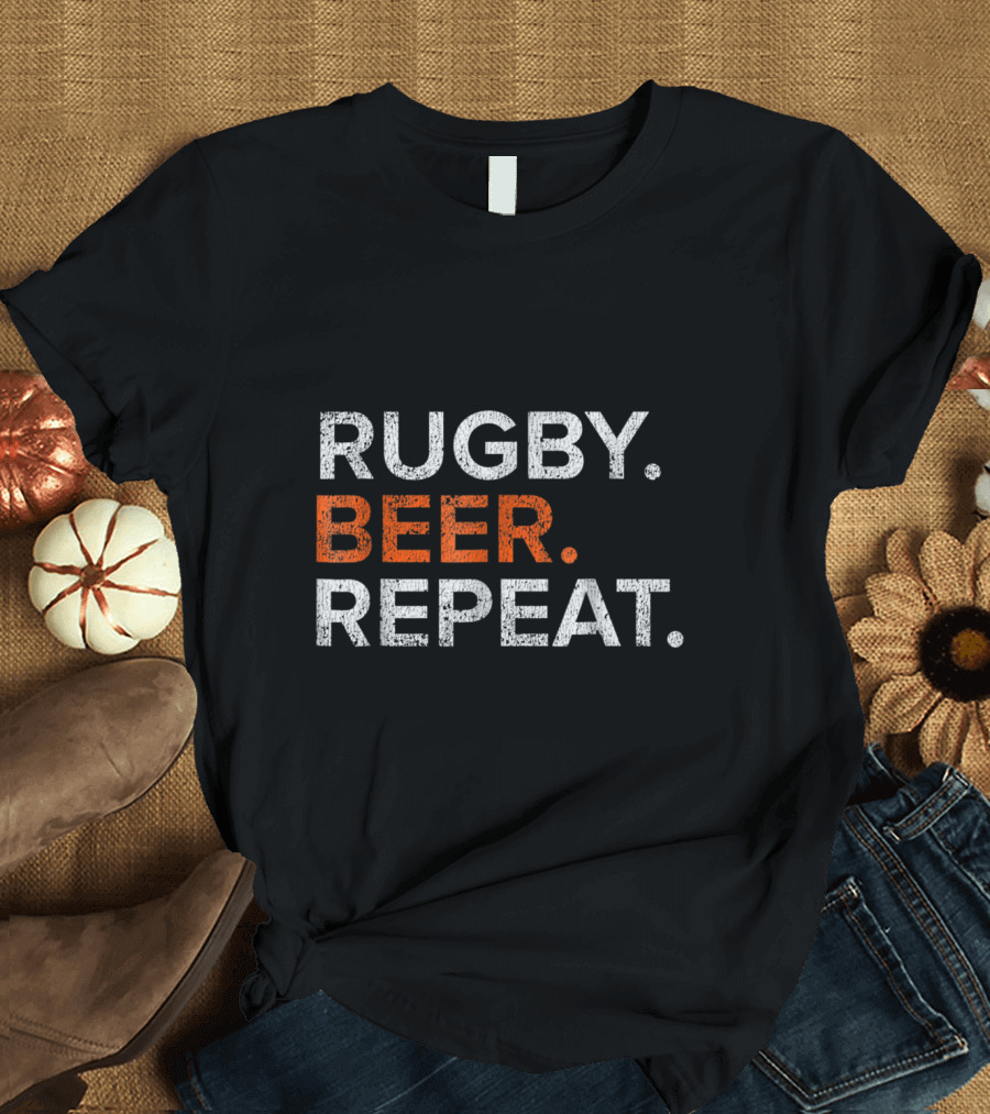 Vintage Rugby Beer Repeat Funny Dis Rugged T-Shirt