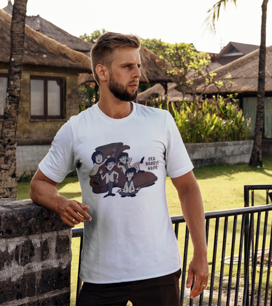 Old Brown Shoe Cartoon Characters With Boot T-Shirt