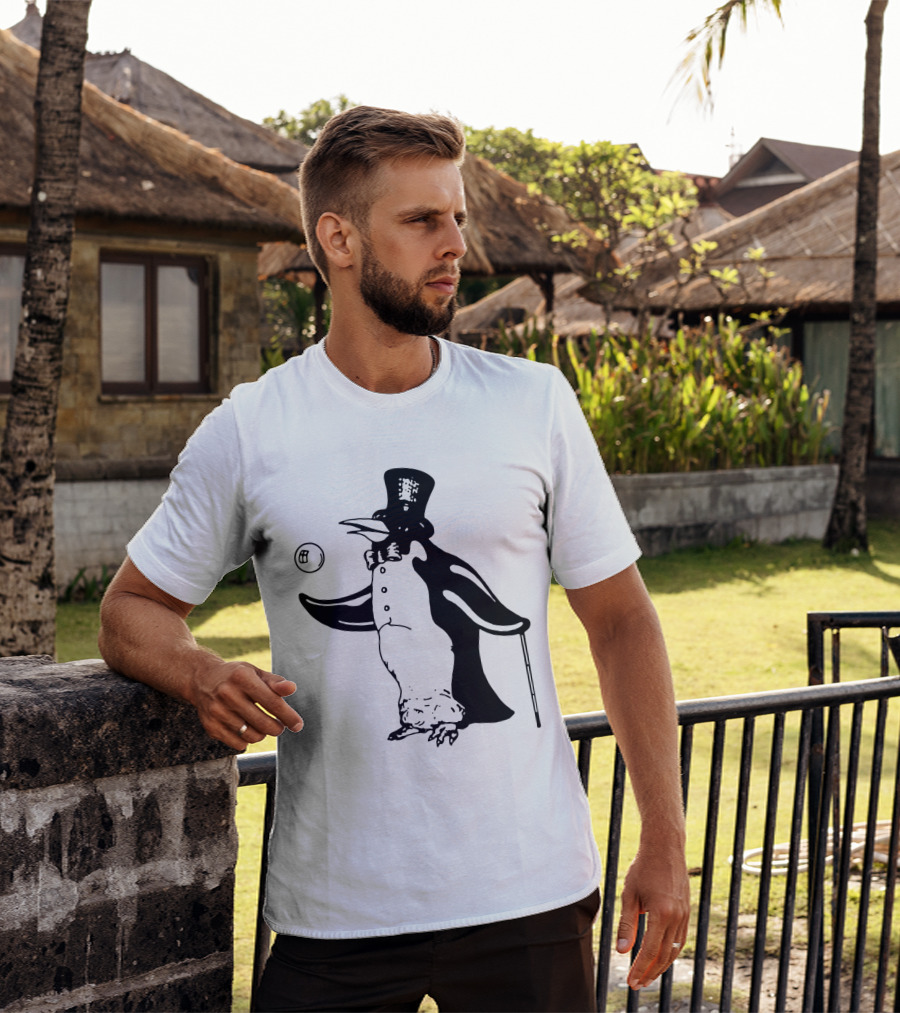 Fw 12 Penguin With Top Hat And Bow Tie 8 Ball T-Shirt