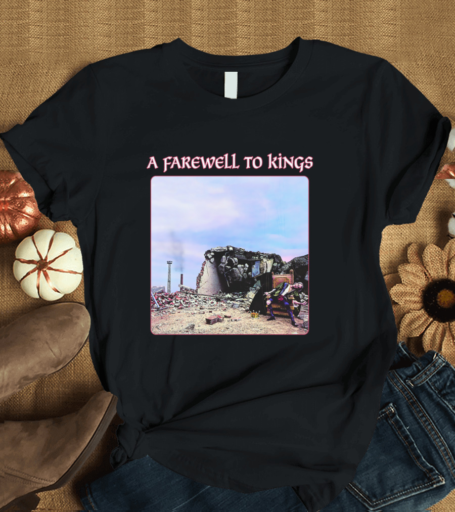 Rush A Farewell to Kings Album Cover With Ruins and Seated Figure T-Shirt