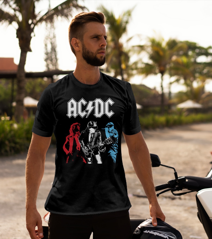 Acdc Angus Young Guitarist Silhouettes Rock Performance T-Shirt