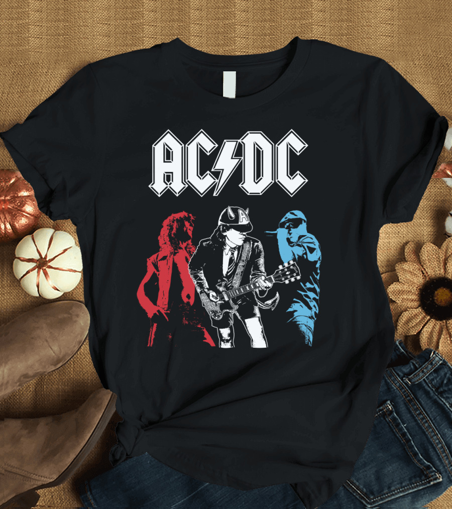 Acdc Angus Young Guitarist Silhouettes Rock Performance T-Shirt