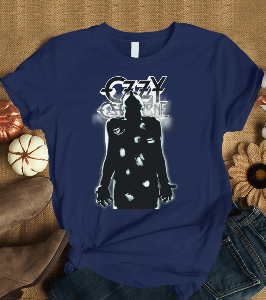 Ozzy Osbourne Black Silhouette With Logos And Light Effects T-Shirt