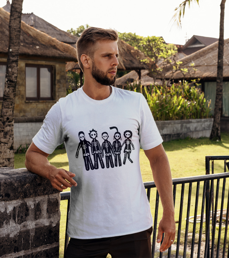 Mf 26 Skeleton Band Stick Figure Art T-Shirt