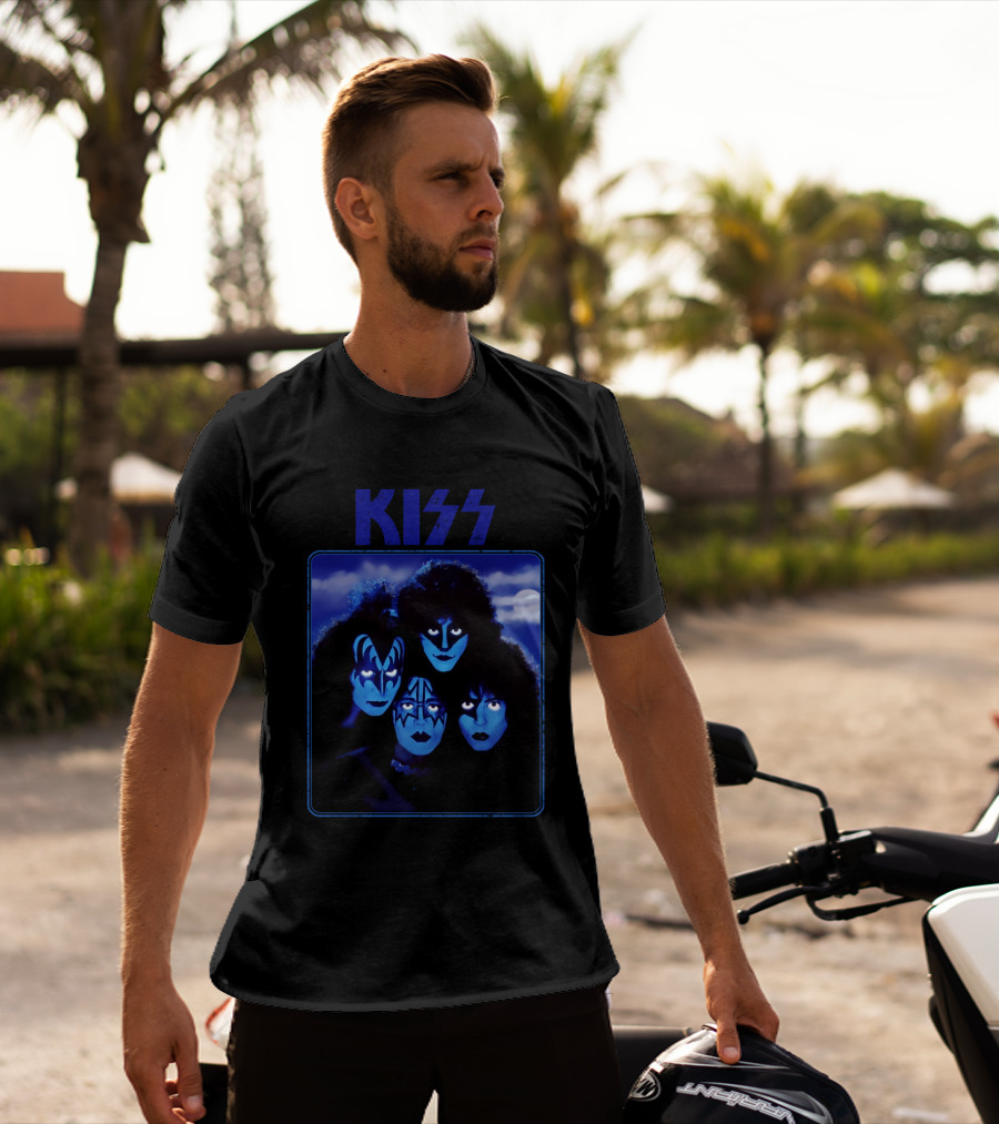 Kiss Band Portrait In Blue T-Shirt