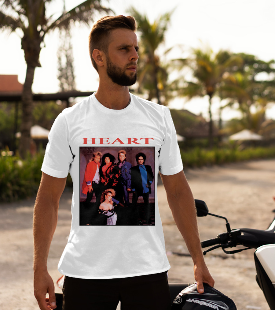 Heart Band Group Photo With Bold Red T-Shirt