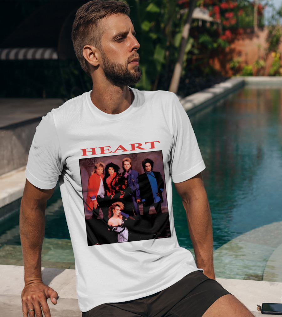 Heart Band Group Photo With Bold Red T-Shirt