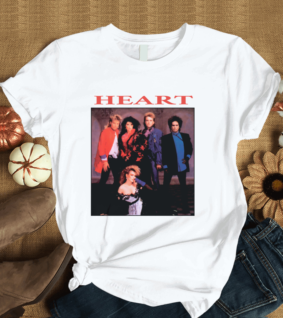 Heart Band Group Photo With Bold Red T-Shirt