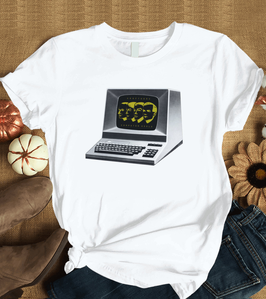 Kraftwerk Computer World Faces on Retro Monitor T-Shirt