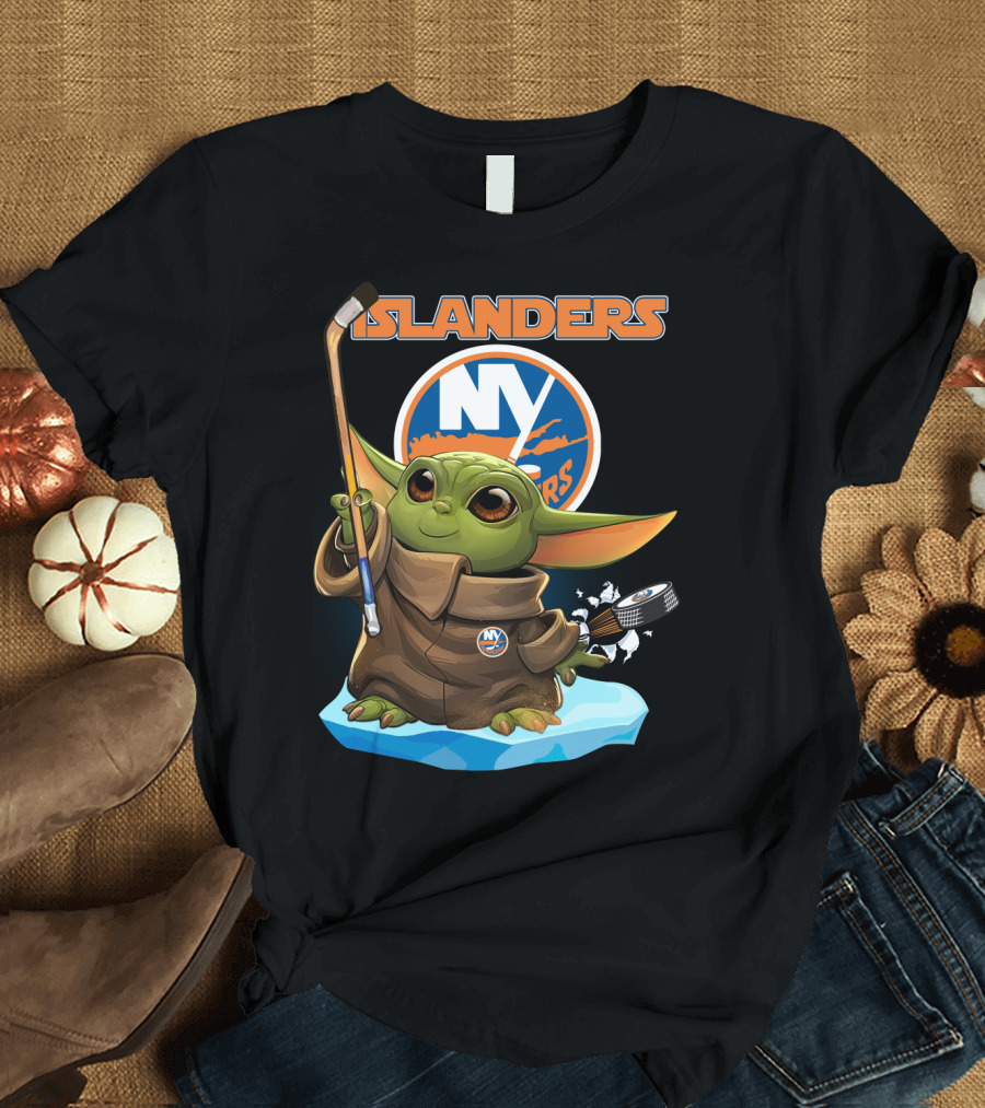 New York Islanders Baby Yoda NY NHL Hockey Puck T-Shirt