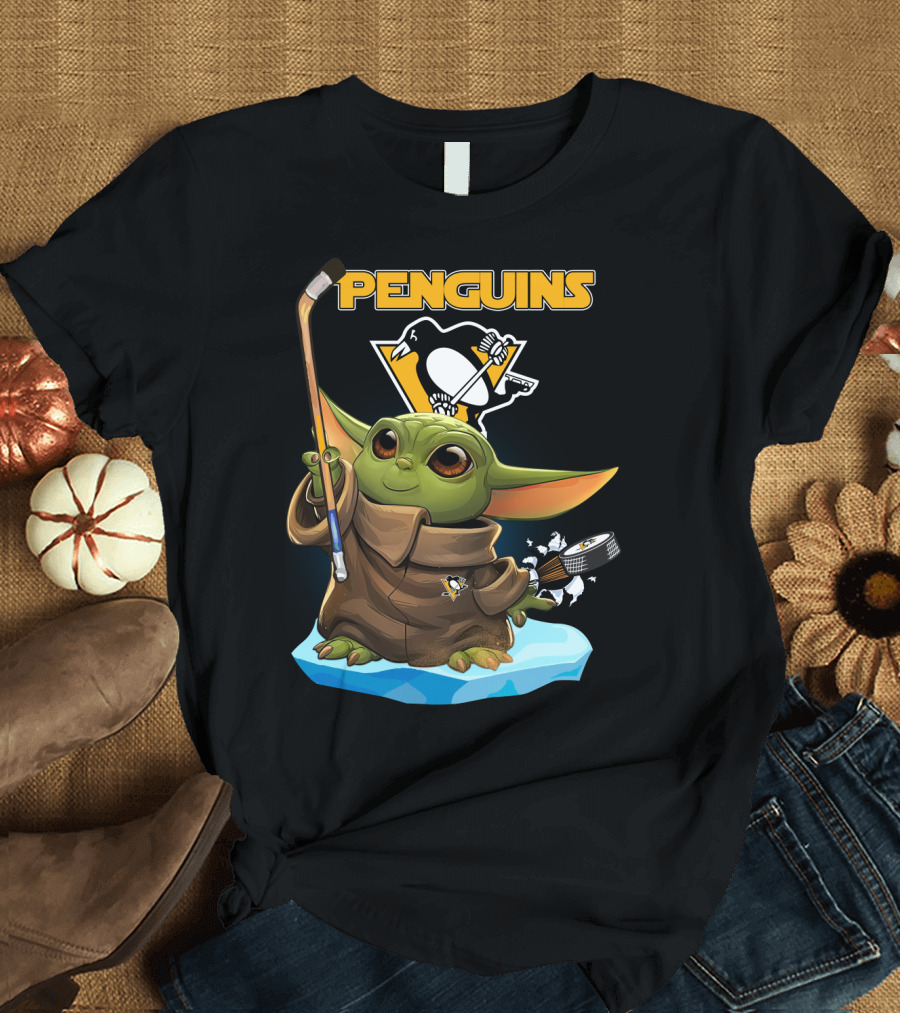 Pittsburgh Penguins Baby Yoda Star Wars NHL Hockey Fan T-Shirt
