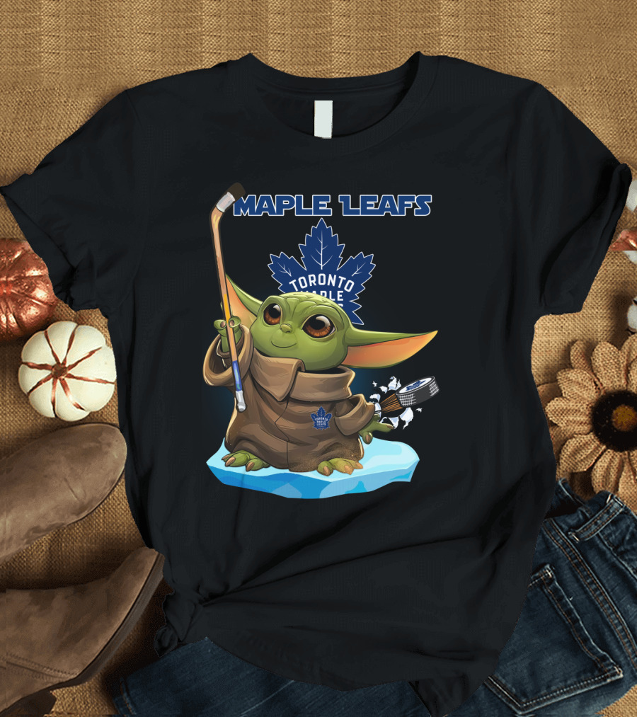 Toronto Maple Leafs Baby Yoda Hockey NHL Star Wars Crossover T-Shirt