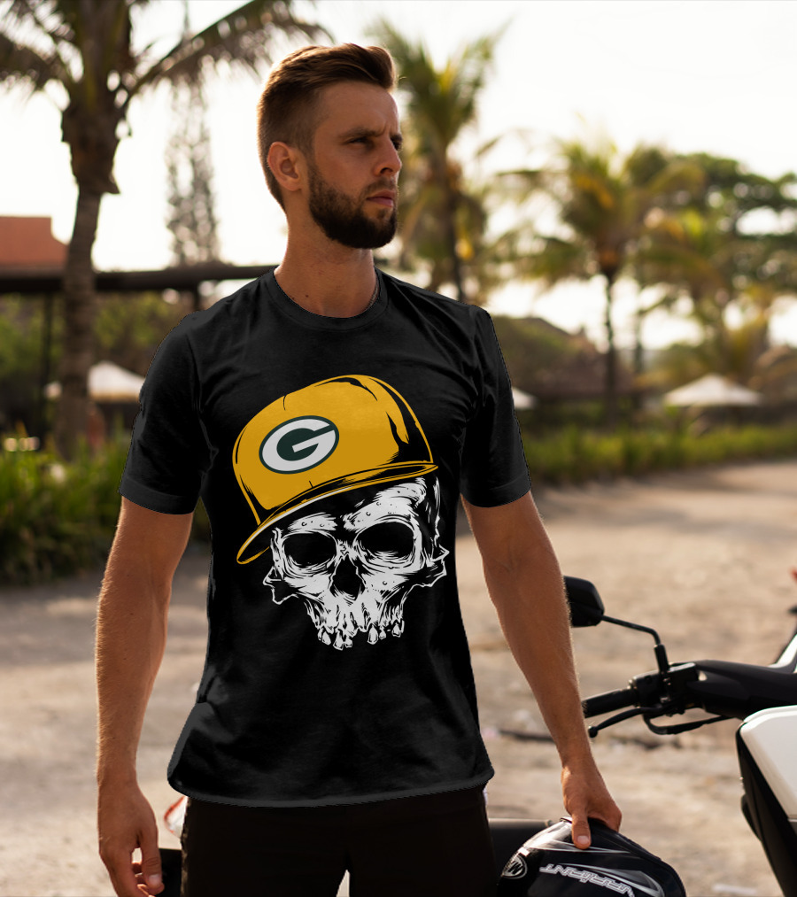 Green Bay Packers Skull With Iconic Cap T-Shirt