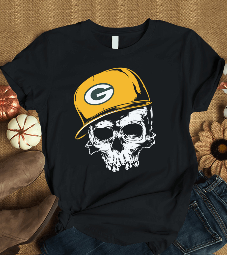 Green Bay Packers Skull With Iconic Cap T-Shirt