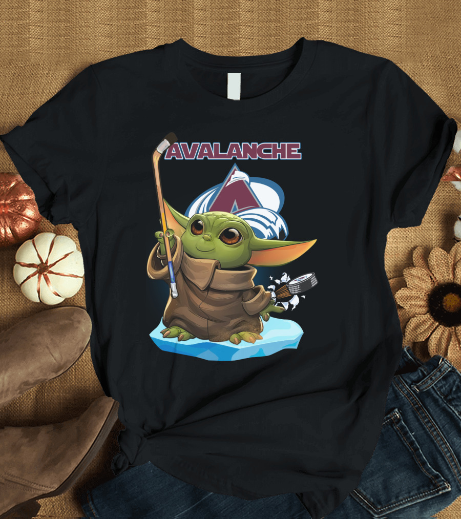 Baby Yoda Colorado Avalanche Hockey Jedi T-Shirt