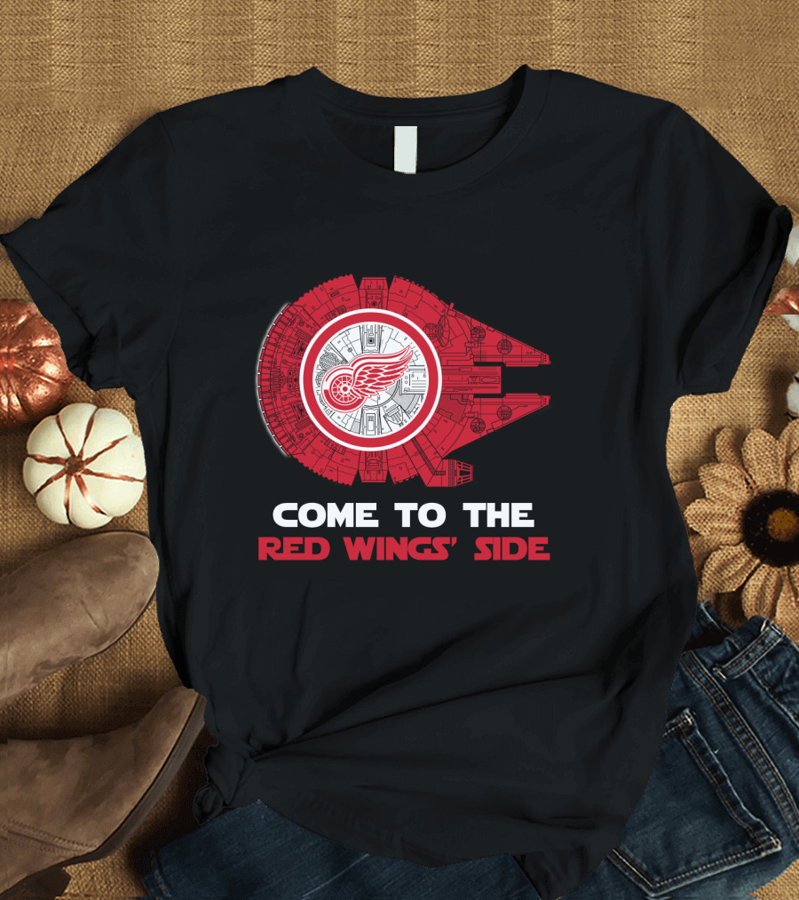 Come to the Red Wings' Side Detroit Red Wings Millennium Falcon T-Shirt