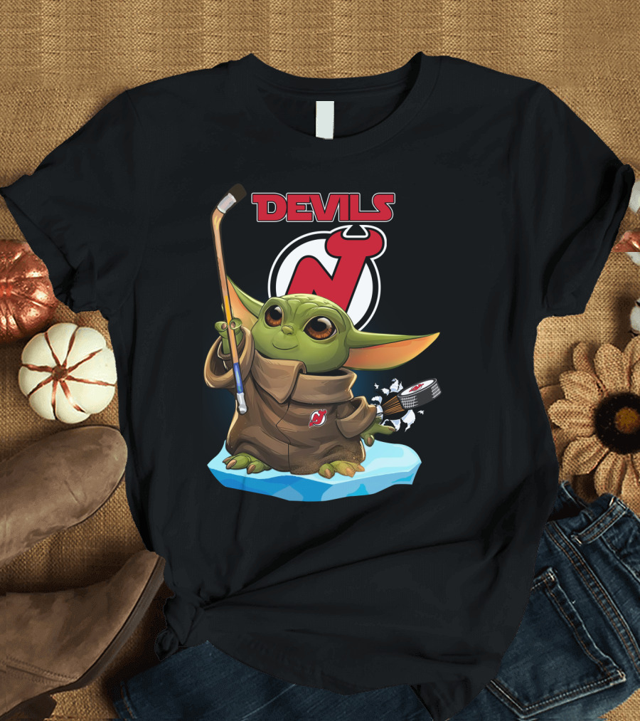 Baby Yoda New Jersey Devils Hockey Crossover T-Shirt