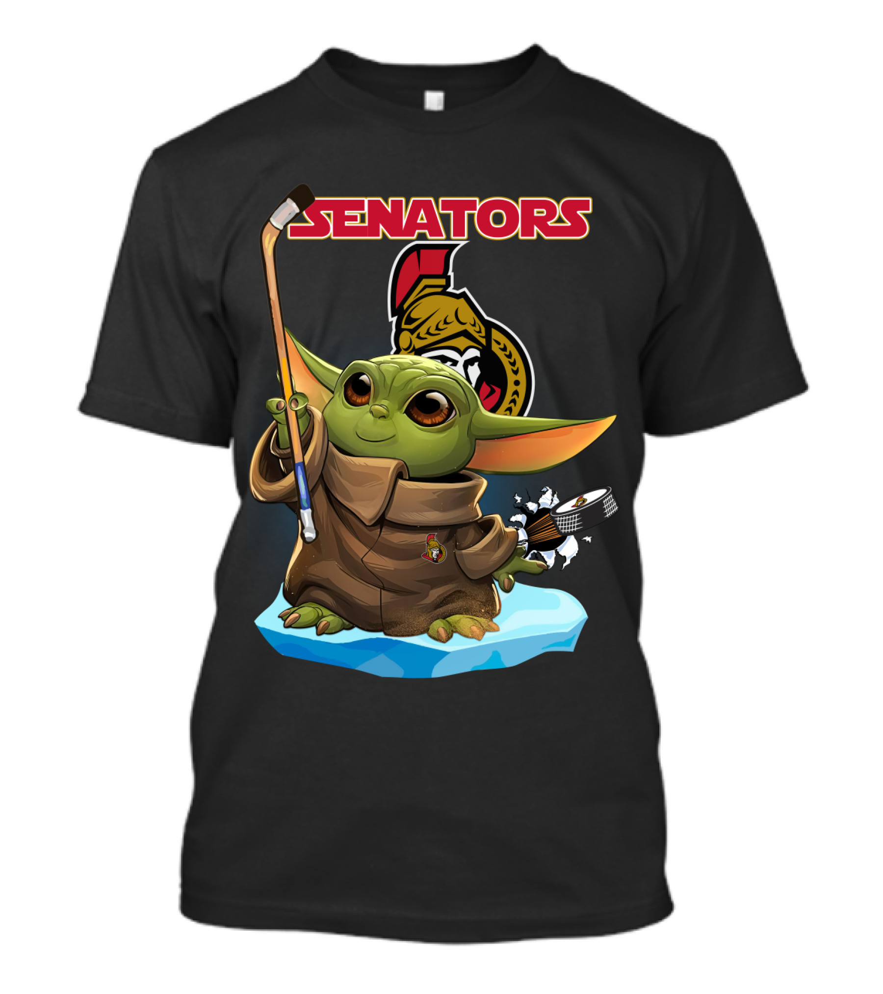 Baby Yoda Ottawa Senators Hockey Crossover T-Shirt