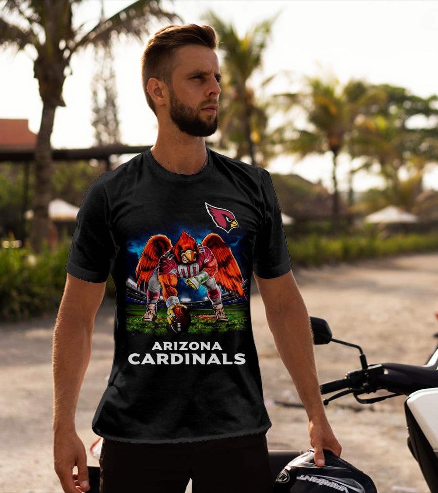 Arizona Cardinals Nfl Football Bird Mascot 3 Point Stance Stadium Scene T-Shirt