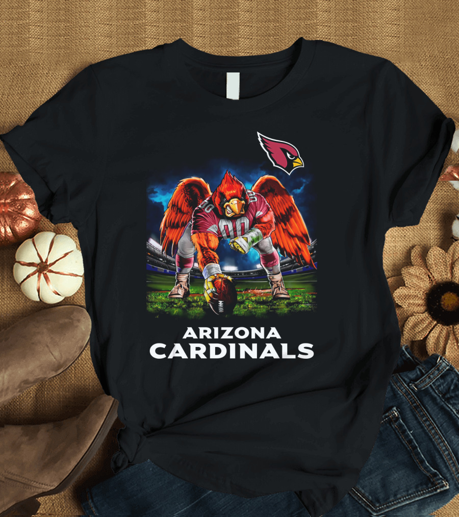 Arizona Cardinals Nfl Football Bird Mascot 3 Point Stance Stadium Scene T-Shirt