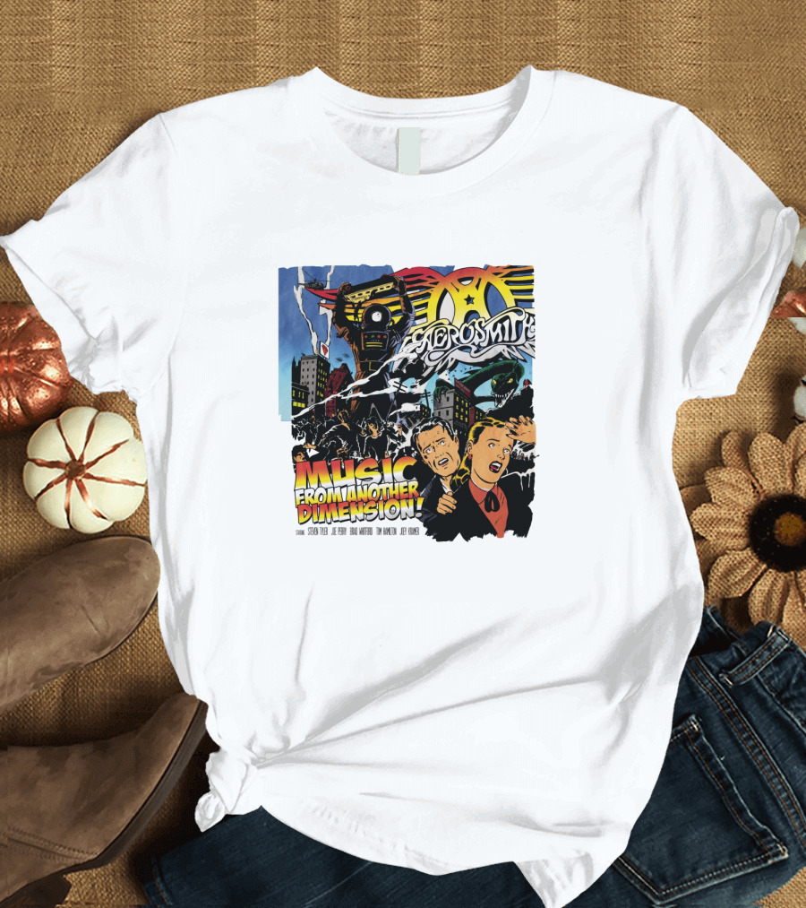 Aerosmith Music From Another Dimension Comic-Style Galactic Robot Skyline T-Shirt