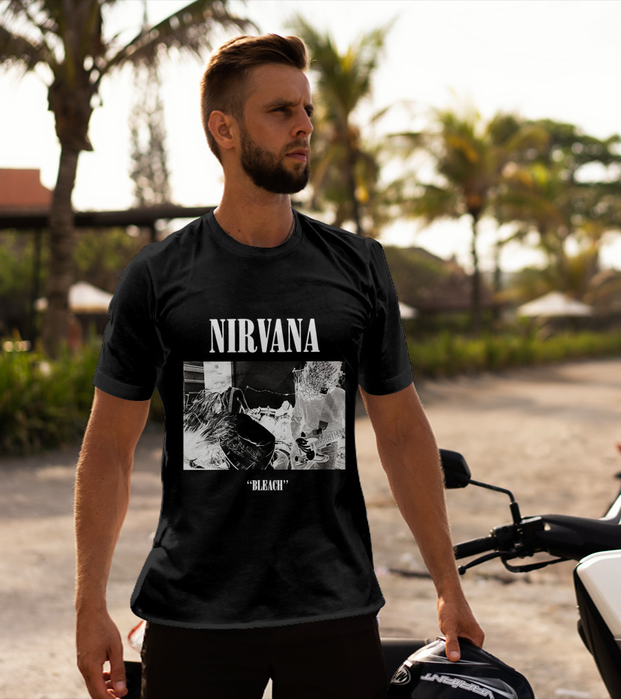 Nirvana Bleach Album Cover Black And White Negative T-Shirt