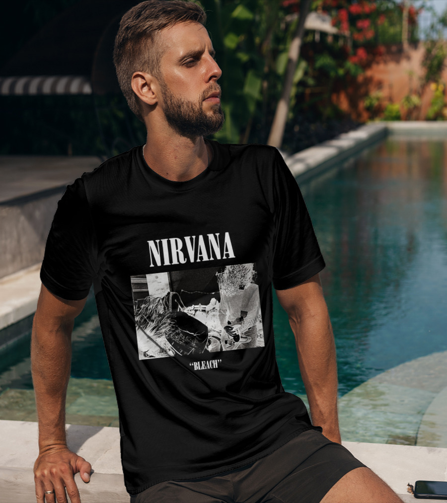 Nirvana Bleach Album Cover Black And White Negative T-Shirt