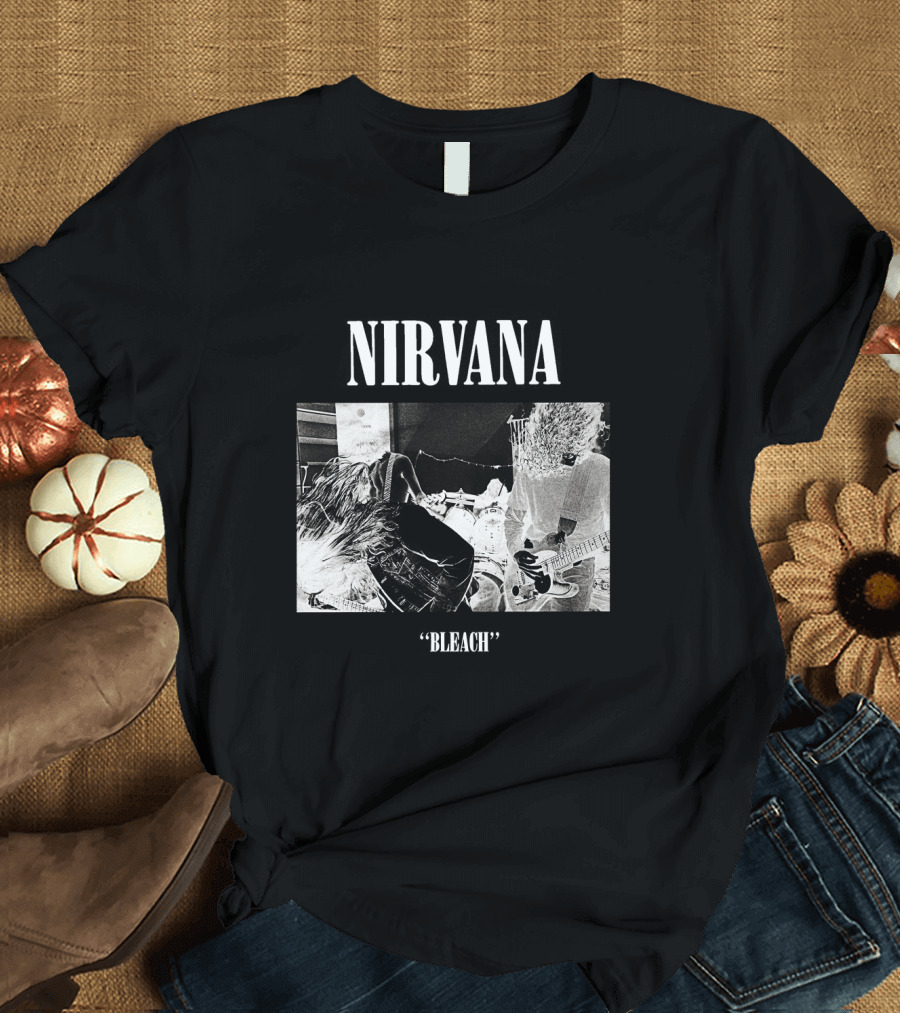 Nirvana Bleach Album Cover Black And White Negative T-Shirt