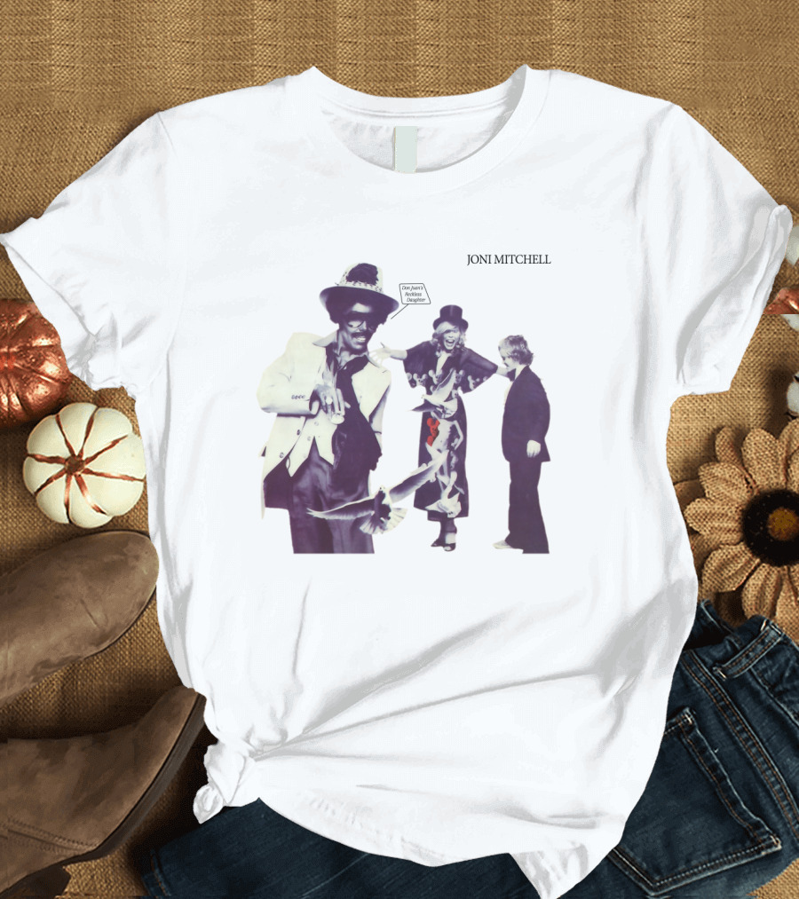 Joni Mitchell Don Juan's Reckless Daughter Album Cover Imagery with Figures and Birds T-Shirt