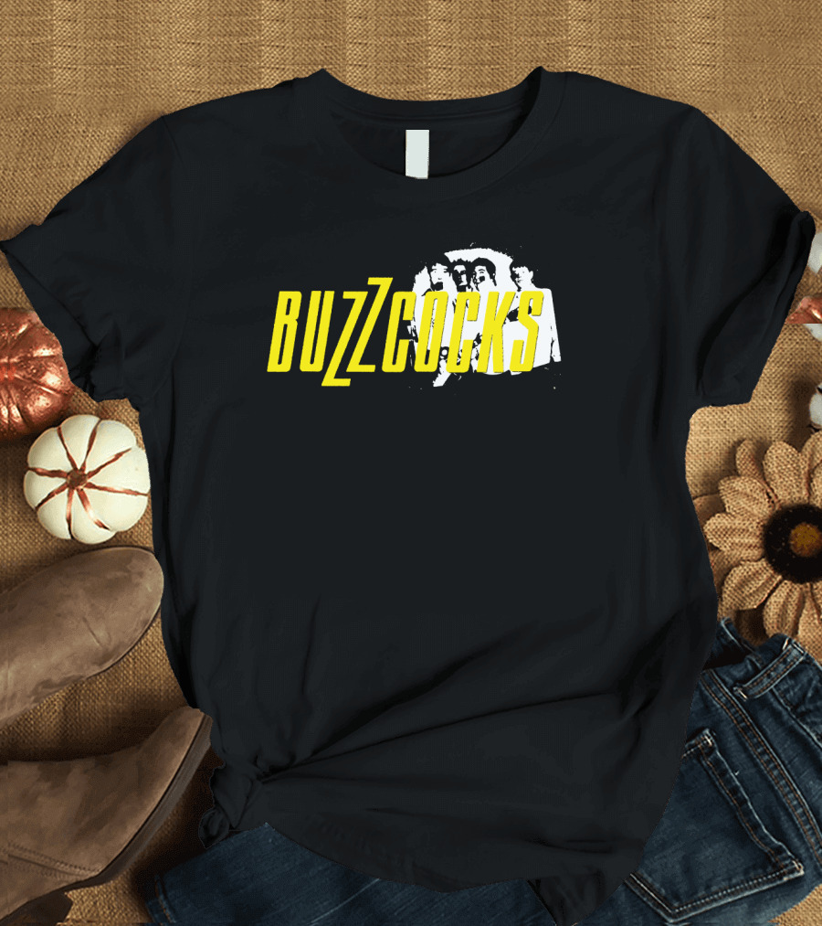 BUZZCOCKS Yellow Logo With Band Photo T-Shirt