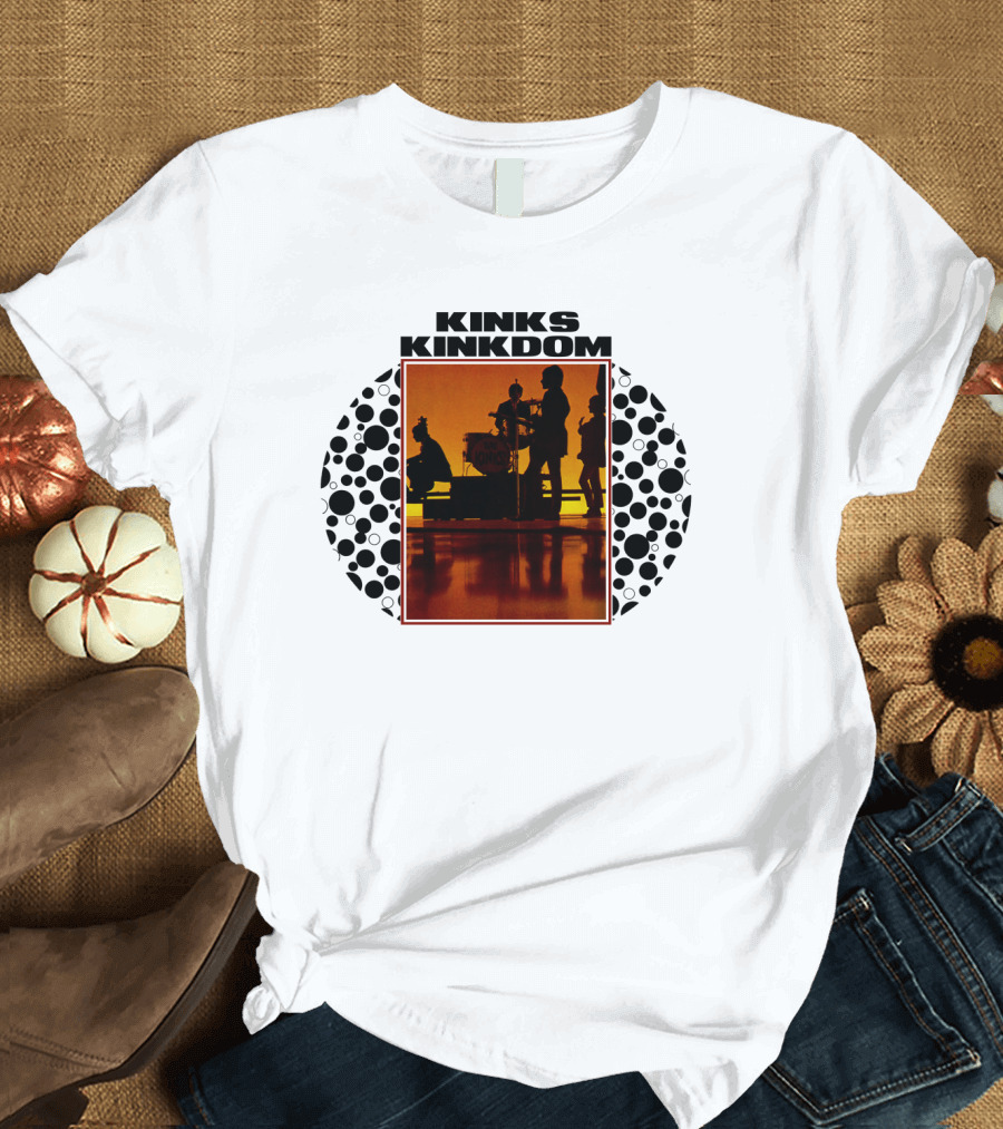 Kinks Kinkdom TKK 08 Band Silhouette with Drum Set and Spotted Circles T-Shirt