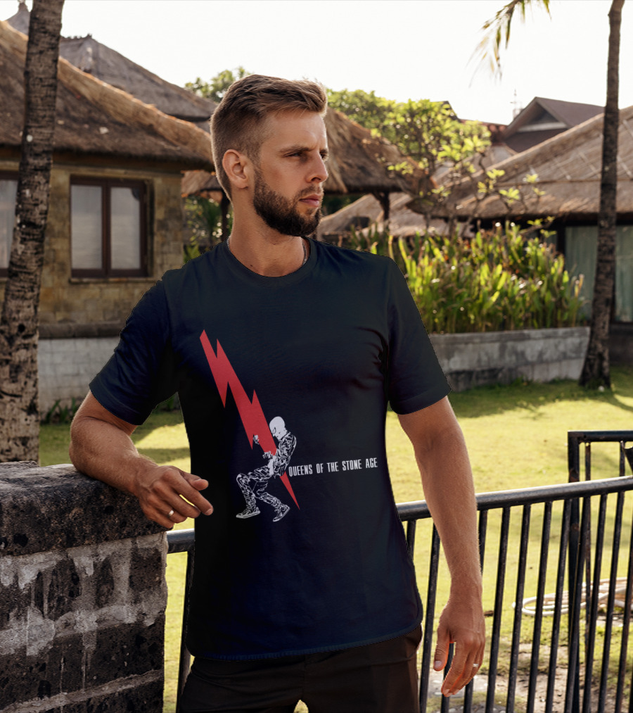 Queens Of The Stone Age Red Lightning Skeleton T-Shirt