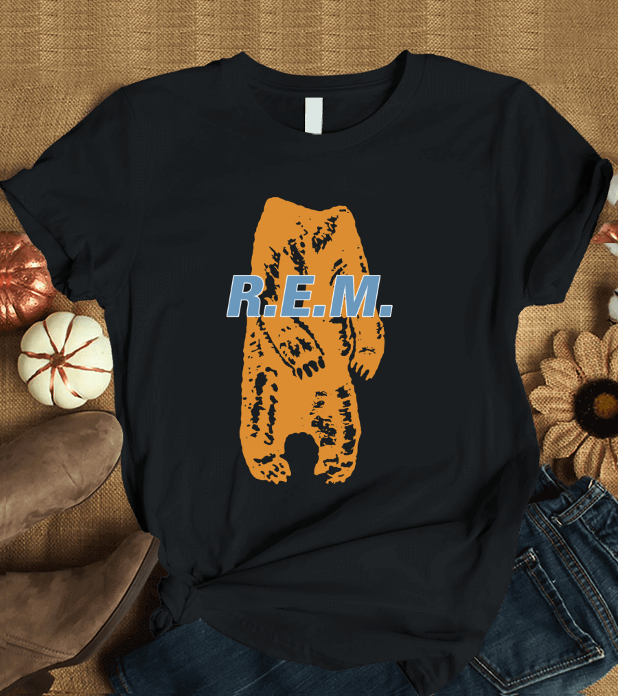 R.E.M. Orange Bear Motif T-Shirt