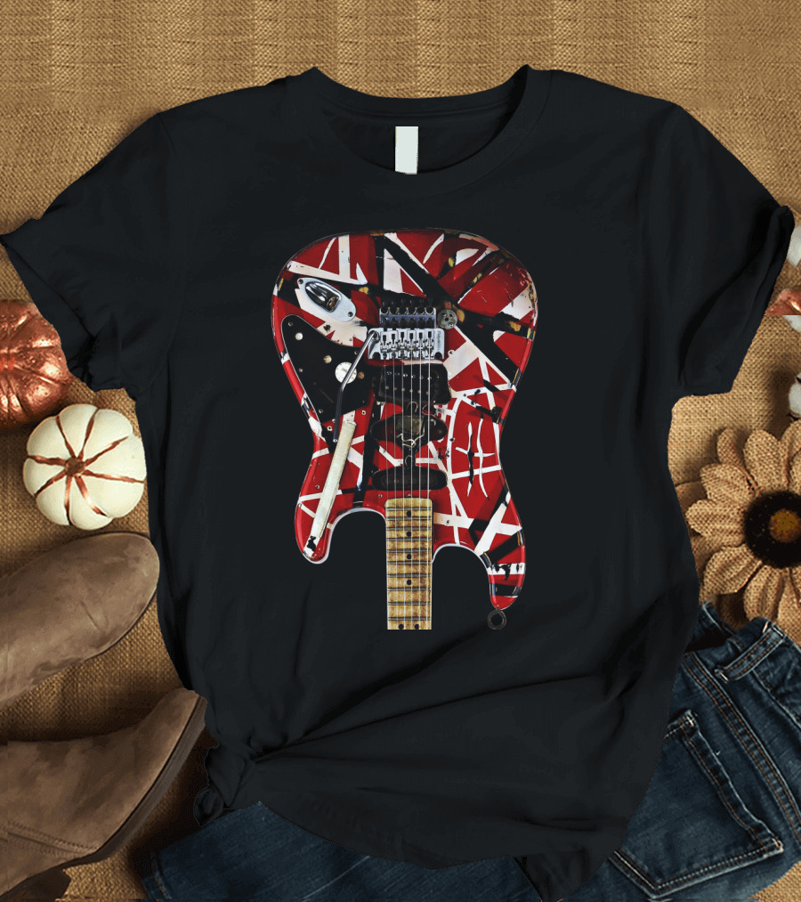 Van Halen Frankenstrat Electric Guitar Red And Black T-Shirt