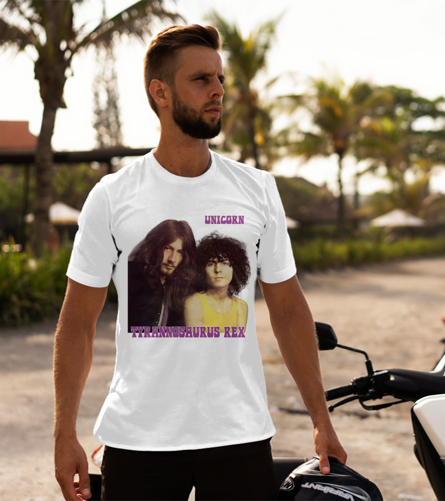Unicorn Tyrannosaurus Rex Band Members Retro Photo T-Shirt
