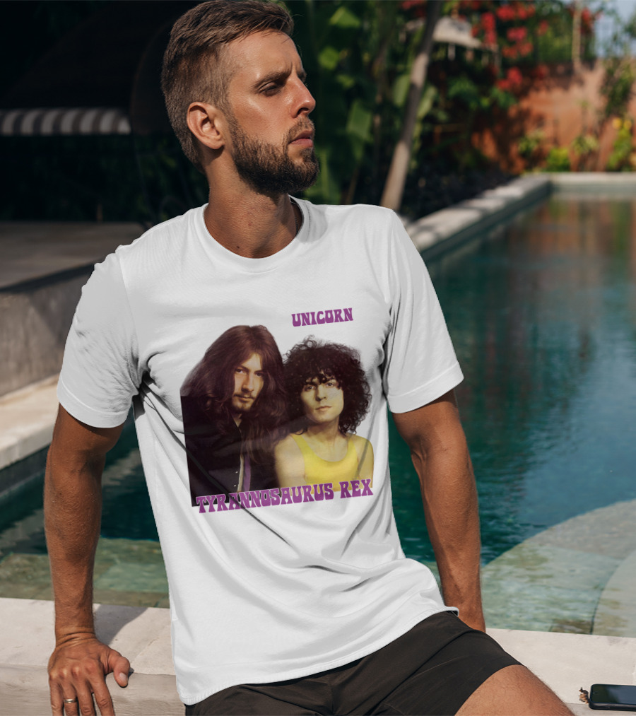Unicorn Tyrannosaurus Rex Band Members Retro Photo T-Shirt