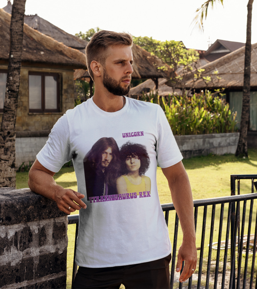 Unicorn Tyrannosaurus Rex Band Members Retro Photo T-Shirt