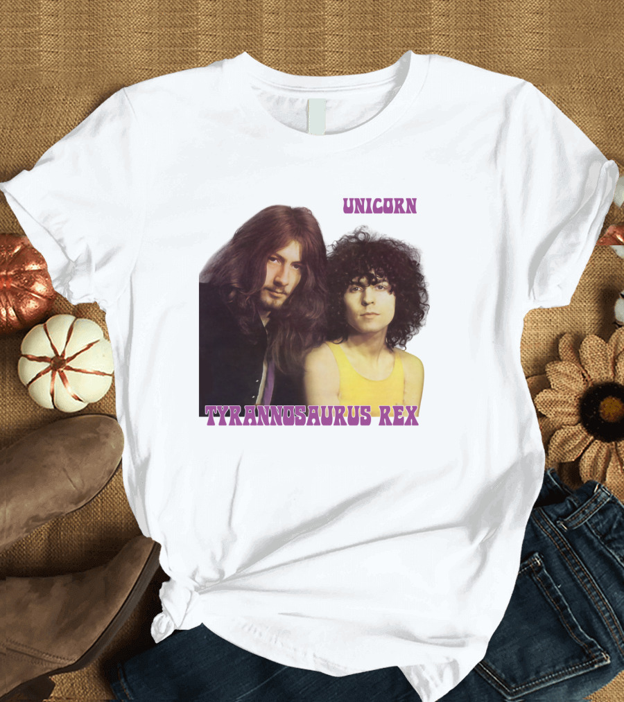 Unicorn Tyrannosaurus Rex Band Members Retro Photo T-Shirt