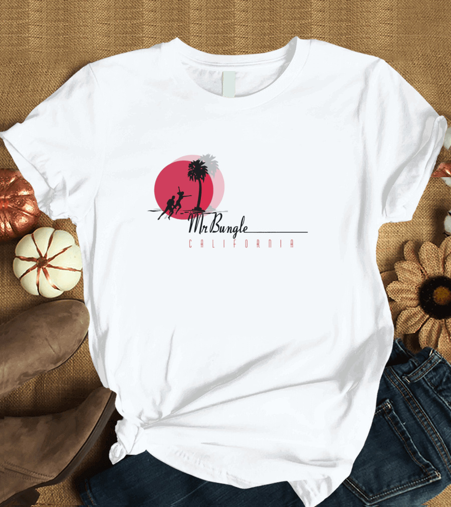 Mr. Bungle California Palm Tree Red Sun Surf Scene T-Shirt