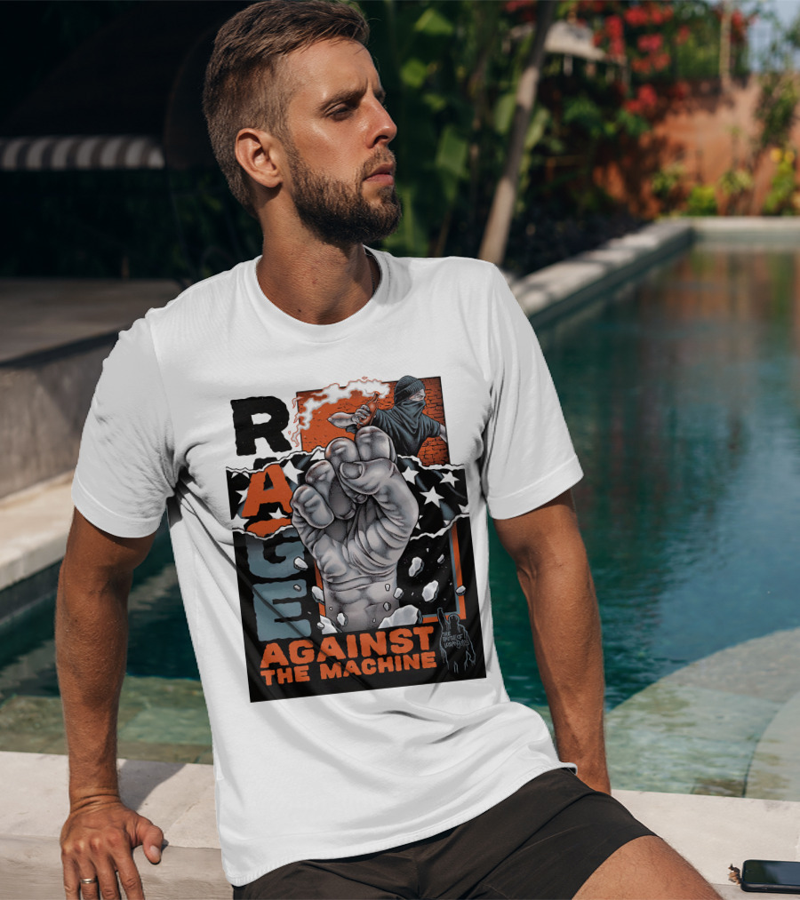 Rage Against The Machine Raised Fist With Stars And Protest T-Shirt