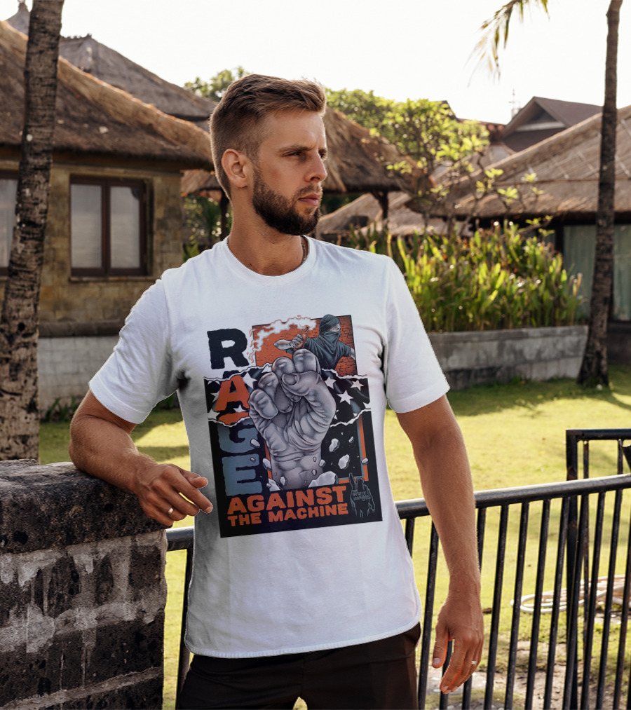 Rage Against The Machine Raised Fist With Stars And Protest T-Shirt