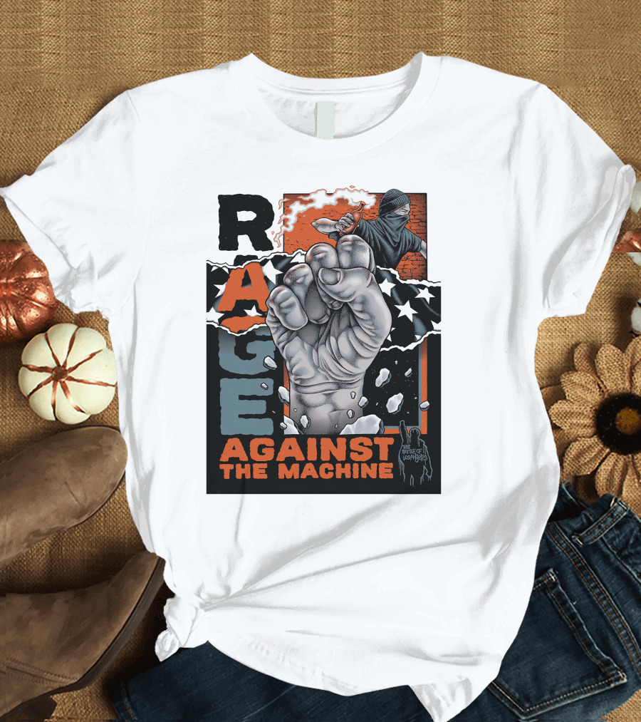 Rage Against The Machine Raised Fist With Stars And Protest T-Shirt